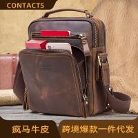 ราคา Black Angel Retro Crazy Horse Cowhide กระเป๋า Messenger ผู้ชายมัลติฟังก์ชั่น Casual ผู้ชาย Dual-ใช้ของแท้หนังแบบพกพาไหล่ (41464773518)