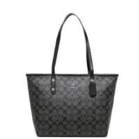 ราคา ew Coach F58292 Signature City Zip Tote Handbag Purse Bag Brown Black (1108331757)