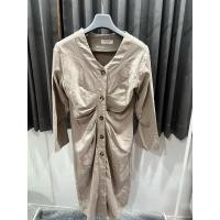 ราคา ส่งต่อเดรสVOGUEสีเทากระดุมหน้า (24217654275)