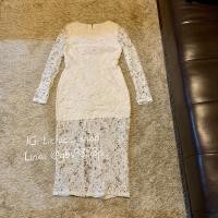 ราคา เดรสลูกไม้สีขาว ชุดสีขาว เดรสแขนยาวสีขาว -M (18546236274)