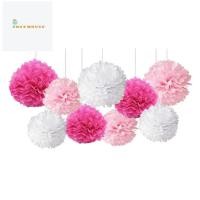 ราคา กระดาษทิชชูผสม Pom Poms และดอกไม้ สีชมพู สำหรับตกแต่งงานแต่งงาน (28843301242)
