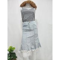 ราคา สวย แต่งผ้ามุ้ง เอว 26"-28" สะโพกตึง 34" กระโปรงยีนส์มือสอง ทรงกึ่งสอบกึ่งเอ วินเทจ นำเข้าเกาหลี จีน (28924670180)