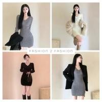 ราคา สต็อกไทย❌FF เดรสแขนยาว ผ้าไหมพรมร่อง กันหนาว คอวี ทรงเข้ารูป สวยดูดี (24538461607)