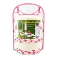 ราคา ปิ่นโตเวฟกลม 3ชั้น 14 ซม. โครงคละสี (866047954)