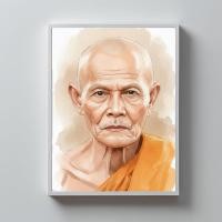 ราคา ภาพมงคล พระบูชา รูปหลวงปู่มั่น ภูริทตฺโต พร้อมกรอบ แนวภาพเขียนหลวงปู่เปี่ยมเมตตา ภาพวาดหลวงพ่อพร้อมกรอบ 4x6 นิ้ว (44325237199)