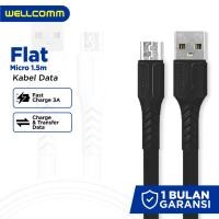 ราคา WELLCOM 1.5M Fast Charge 3A USB Micro Flat Data Cable (41172078822)