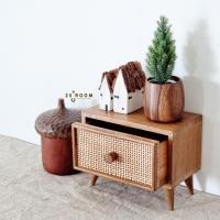 ราคา เก๊ะไม้สัก 1 ชั้นสไตล์ญี่ปุ่น ตกแต่งหวายแท้ (15397850819)