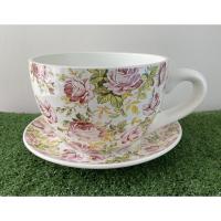 ราคา กระถางเซรามิค ทรงถ้วยกาแฟ ขนาด 10 นิ้ว - ลายกุหลาบ (8264661755)