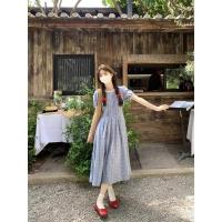 ราคา ชุดเดรสลายสก๊อตสีฟ้าของผู้หญิงสไตล์ใหม่อ่อนโยนคอกลมหวานลดอายุชุดยาวอารมณ์ย้อนยุค (26836459476)