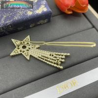 ราคา ♞,♘,♙{TOP} Dior Night Herbarium กิ๊บติดผมฝังเพชรรูปดาวตกต่างหูโลหะทองและเงินเพชรทองเหลืองชุบทองซีลเ (28807434329)