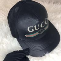 ราคา หมวกGucciแท้100%จากShop Black Logo Print Leather Baseball Cap (3731584689)