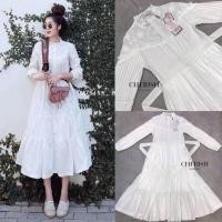 ราคา เดรสแขนยาวแต่งผ้าลูกไม้ งานป้าย S M L (8834993358)