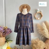 ราคา earth music&ecology เดรสคุณหนู มือสอง แบรนด์ญี่ปุ่นแท้% Size M (อก 37”) ลายสก็อต โทนสีน้ำตาลเข้ม คอบัว (Lot 11) (20450977378)