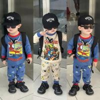 ราคา ชุดผ้าฝ้ายแขนยาวฤดูใบไม้ร่วงฤดูหนาวสําหรับเด็กผู้ชายลาย แบตแมน โทนสีฟ้าสีเบจสําหรับเด็กผู้ชาย (41722424130)