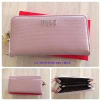 ราคา กระเป๋าสตางค์ ELLE ใบยาว ซิปรอบ สีชมพู ของแท้ (225097735)