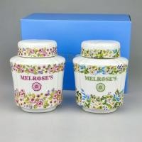 ราคา **ขายเหมายกกล่อง** กระปุกใส่ใบชา ใส่ชา Melrose สภาพใหม่ไม่ผ่านใช้งานมาพร้อมกล่อง งานสวย ลายมีด้านเดียวนะคะ (25605783593)