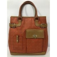 ราคา กระเป๋ามือสอง ของแท้ Salvatore Ferragamo สีส้ม-น้ำตาล ขนาด 10 นิ้วครึ่ง Canvas/หนัง พร้อมส่ง (17420277730)