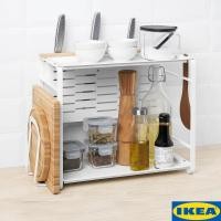 ราคา ของแท้ เฉลี่ย อิเกีย ชั้นวางของในครัว อเนกประสงค์ ชั้นวางของ 2 ชั้น สําหรับเก็บของ (ประกอบโครงเหล็ก ใช้วางเครื่องเทศ พร้อมมีดและชั้นวางเขียง) (28077680956)