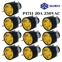 ราคา "QUBIX" P1711 (จำนวน 10 ตัว) ปลั๊กยางตัวผู้มีแคล้มรัด 2P 3W 20A 250VAC (18752204483)