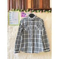 ราคา uniqlo เสื้อเชิ้ตแขนยาวลายสก็อตสีขาวดำ (25624915112)