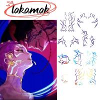 ราคา LAKAMAK สติ๊กเกอร์รอยสักสำหรับคอสเพลย์และปาร์ตี้ ธีม Demon Hunters กับสีม่วงสดใส ใช้งานได้ในเซสชันเรียลเพลย์ (54550988664)