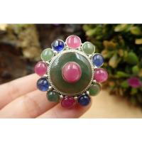 ราคา แหวนหยกพม่า พลอยทับทิม ไพลิน ตัวเรือนเงินแท้ (15681558258)