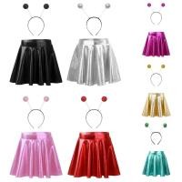 ราคา Yhong สาว Glossy Metallic Flared จีบมินิกระโปรง Alien คอสเพลย์ผม Hoop สําหรับฮาโลวีน Alien คอสเพลย์บทบาทเล่น Party (42924621064)