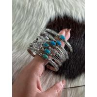 ราคา กำไลเงินแท้ แกะลายวินเทจ ฝังหินเทอร์ควอยซ์ Turquoise silver 925 (26843264073)