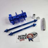 ราคา แกนล้อหน้า + แกนล้อหลัง POSS สีน้ำเงิน + ดุมย่อหลัง ดั้ม สีน้ำเงิน ใส่สวิงอาร์มย่อ สวิงอาร์มยืด สวิงอาร์มเจาะ ได้ทุกสำนัก แถมสติ๊กเกอร์ZERN (21646472224)