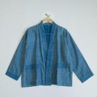 ราคา เสื้อคลุม ทรงยูกาตะ เนื้อผ้าดับเบิ้ลสาลู ย้อมคราม กัดลาย (23161770512)