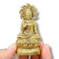 ราคา M6]HT1สมเด็จพระชินโต พระพุทธรูปแบบนิกายมหายานด้านหลังรัศมีกงจักร เนื้อโลหะทองเหลืองสูงประมาณ3นิ้ว (23870853568)