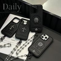 ราคา Chrome Hearts หนังเคสโทรศัพท์สําหรับ IPhone 17 16 Pro Max สําหรับ IP 15 Pro Max 14 Promax 13 PM แฟชั่นกันกระแทกป้องกันกรณีโลหะสร้อยข้อมือโซ่มือ (53700553744)