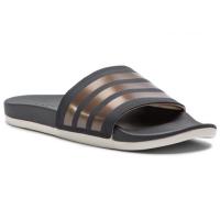 ราคา รองเท้าแตะ Adidas พื้นนิ่มเวอร์ สีเทาคาดทอง แท้100%จากช้อป (1785006392)