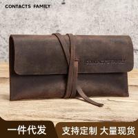 ราคา [หนังวัวพรีเมี่ยมอิตาลี] กล่องดินสอหนังแท้ Creative Roll Rope Bundled Crazy Horse Leather Painting Square Pencil Case (43024328749)