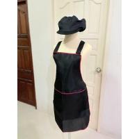 ราคา ผ้ากันเปื้อนพร้อมหมวกกุ๊กสีดำขอบแดง/ผ้ากันเปื้อนพร้อมหมวกแม่ครัวสีดำขอบแดง/ผ้ากันเปื้อนพร้อมหมวกตาข่ายสีดำขอบแดง (18103919177)