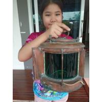 ราคา โคมไฟเดินเรือเก่าโบราณเนื้อทองแดงกระจกเขียว (18946071126)