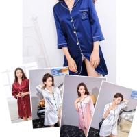 ราคา (พร้อมส่ง❤️) ชุดนอนกระโปรงผ้าซาติน แขนยาว (5928336423)