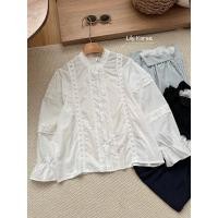 ราคา เสื้อลูกไม้คอเต่าสีขาว (25840335513)