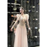 ราคา เดรสผ้าชีฟองผ้าไหมผู้หญิงคอเหลี่ยมแขนหอยลายนูนที่เอวรวมกับกระโปรงจีบชุดเดรสยาวผู้หญิงหรูหรา (43705182771)