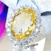 ราคา แหวนซิทริน แหวนเงินแท้92.5% ชุบทองคำขาว ประดับพลอยซิทรินแท้ ตกแต่งเพชรSwiss YTG-8199 (7306107865)