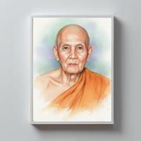 ราคา ภาพมงคล พระบูชา รูปหลวงปู่ดู่ พรหมปัญโญ แนวภาพเขียนหลวงปู่เปี่ยมเมตตา ภาพวาดหลวงพ่อพร้อมกรอบ 4x6 นิ้ว (42825065816)