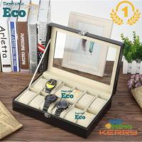 ราคา ❦℗✤กล่องนาฬิกา กล่องเก็บนาฬิกาข้อมือ กล่องใส่นาฬิกา 3/6/10/12 เรือน ฝากระจก กล่องใส่เครื่องประดับ Leather Watch Box (13004078721)