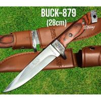 ราคา อุปกรณ์เดินป่ามีดพกมีดเดินป่าแบบพกพาเดินป่าด้ามไม้ใบเลสซองหนัง:(BUCK879#(28cm)มีดพกด้ามไม้ใบเลสซองหนังปลายแหลม (24250342946)