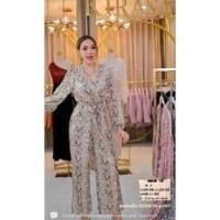 ราคา จั๊มสูทขายาวลายงูสีน้ำตาลเลื่อมทอง (17867699437)