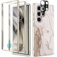 ราคา Gviewin ออกแบบสําหรับ Samsung Galaxy S24 Ultra Case, [ตัวป้องกันหน้าจอในตัว + ตัวป้องกันเลนส์กล้อง ][กรอบด้านหน้า 2 กรอบ] เกรดทหารป้องกันการตก,ฝาครอบโทรศัพท์หินอ่อนมีสไตล์( (25793707738)