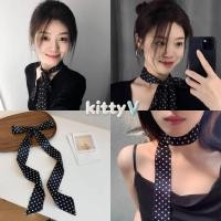 ราคา kitty.vogue พร้อมส่ง ริบบิ้นผูกผม มินิมอล นำมาใช้ได้หลายแบบ สีดำลายจุด -VO-56 (40124864686)