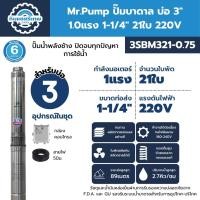 ราคา MR.PUMP ปั๊มบาดาล บ่อ 3" 1.0 แรง ท่อส่ง 1-1/4" 21 ใบพัด 220 V รุ่น 3SBM321-0.75 (42224603656)