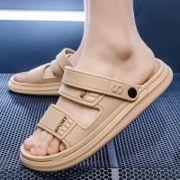 ราคา ผู้ชายรองเท้าแตะอินเทรนด์รองเท้าแตะรองเท้าชายหาดกันลื่นแบบใช้คู่ลําลองผู้ชายสองสวมรองเท้าแตะ (53700825016)