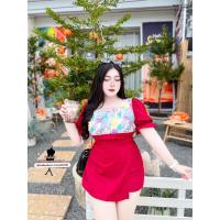 ราคา เซต2ชิ้น เสื้อ+กางเกงกระโปรงแต่งลายดอกน่ารักมากๆ งานใส่แล้วพรางหุ่นเสื้อยาวเก็บพุง (27939932555)