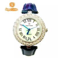 ราคา Royal Crown นาฬิกาสำหรับสุภาพสตรี อิตาลีดีไซน์ ประดับเพชร cz อย่างดี สายหนังแท้ เหมาะสำหรับทุกโอกาส รุ่น 6305 -(Blue) (5160569442)